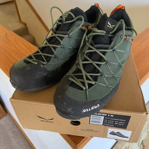 Salewa Wildfire 2 Hiking Shoes Green Black Approach Shoes Mens Size 12.5 - Picture 2 of 4